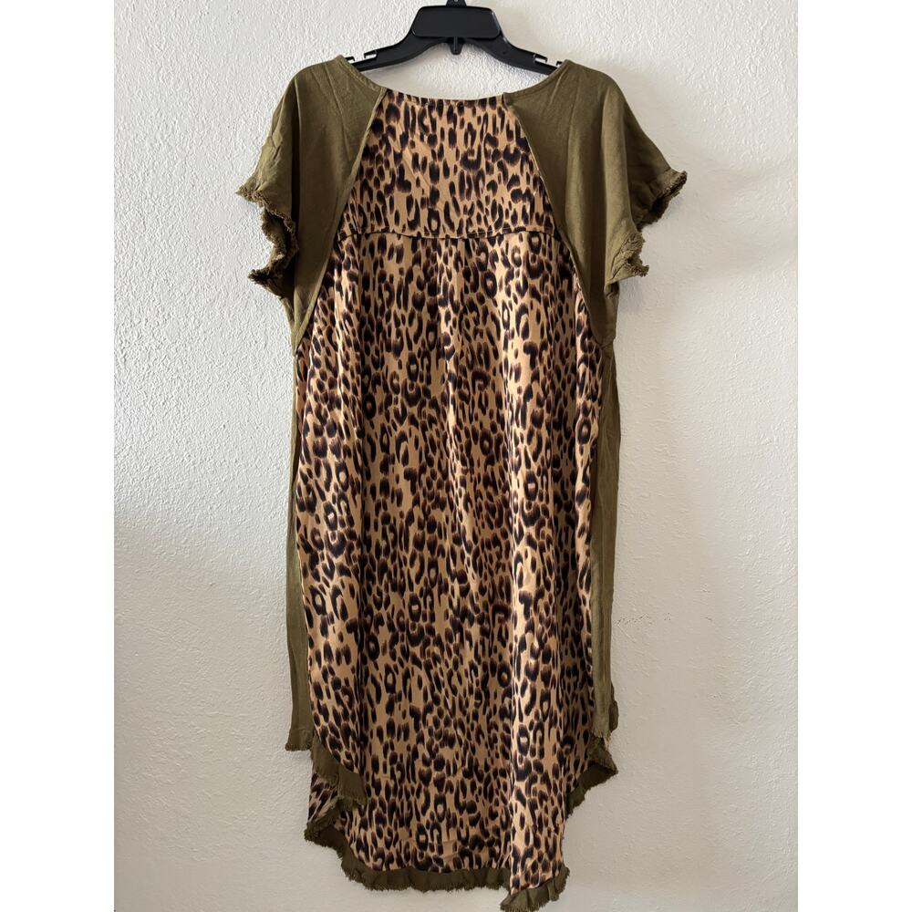 Umgee Linen Dress Animal Print Hi-Lo Shift Dress Womens Size Large - Picture 4 of 5